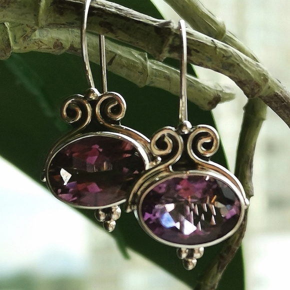 Stunning sterling silver Amethyst drop earrings - Picture 7 of 7